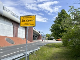 Ortsschild Hansestadt Stralsund